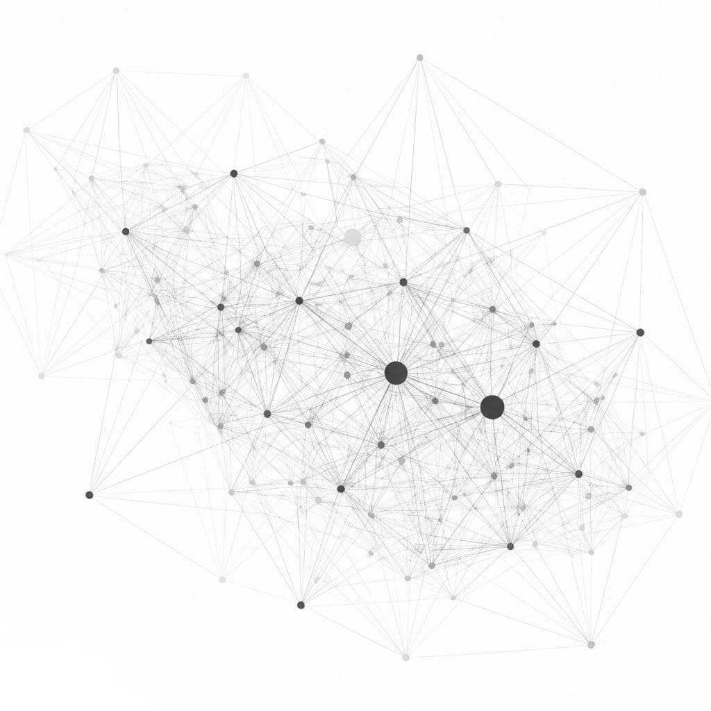 Abstract technology network visualization representing blockchain infrastructure and distributed systems